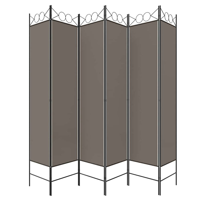 Paravan de cameră cu 6 panouri, antracit, 240x220 cm, textil