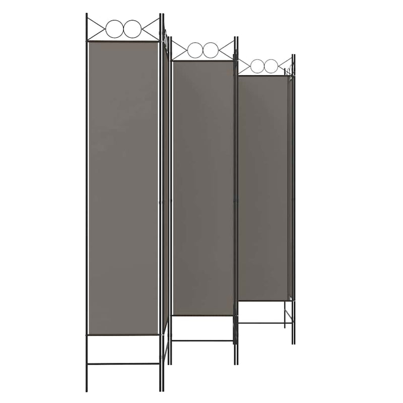 Paravan de cameră cu 6 panouri, antracit, 240x220 cm, textil