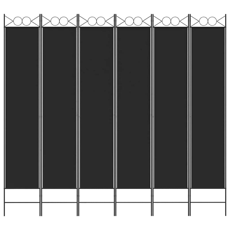 Paravan de cameră cu 6 panouri, negru, 240x220 cm, textil