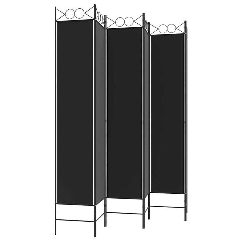 Paravan de cameră cu 6 panouri, negru, 240x220 cm, textil