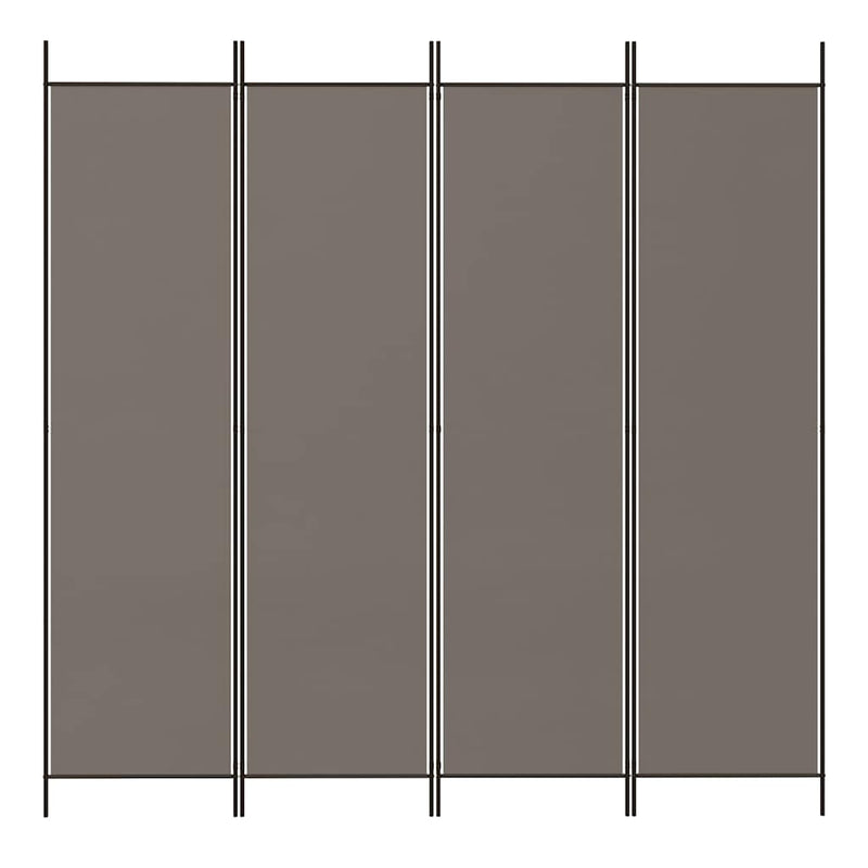 Paravan de cameră cu 4 panouri, antracit, 200x200 cm, textil