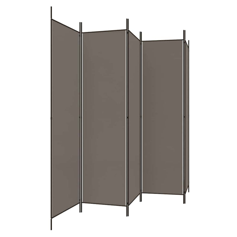 Paravan de cameră cu 4 panouri, antracit, 250x200 cm, textil
