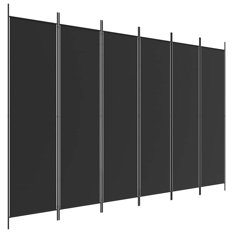 Paravan de cameră cu 6 panouri, negru, 300x200 cm, textil
