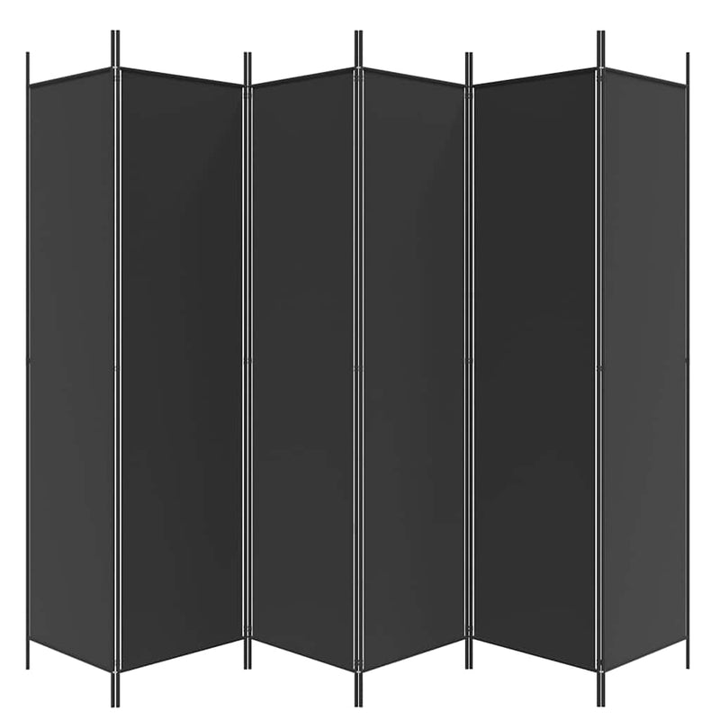 Paravan de cameră cu 6 panouri, negru, 300x200 cm, textil