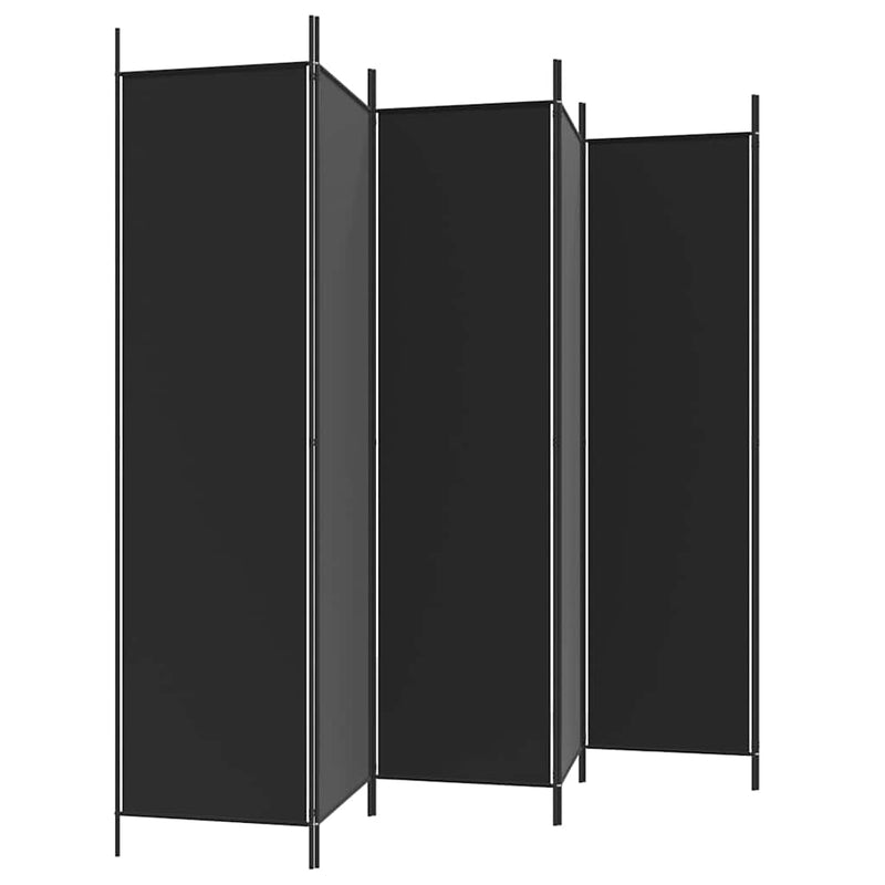 Paravan de cameră cu 6 panouri, negru, 300x200 cm, textil
