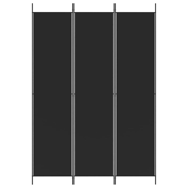 Paravan de cameră cu 3 panouri, negru, 150x220 cm, textil