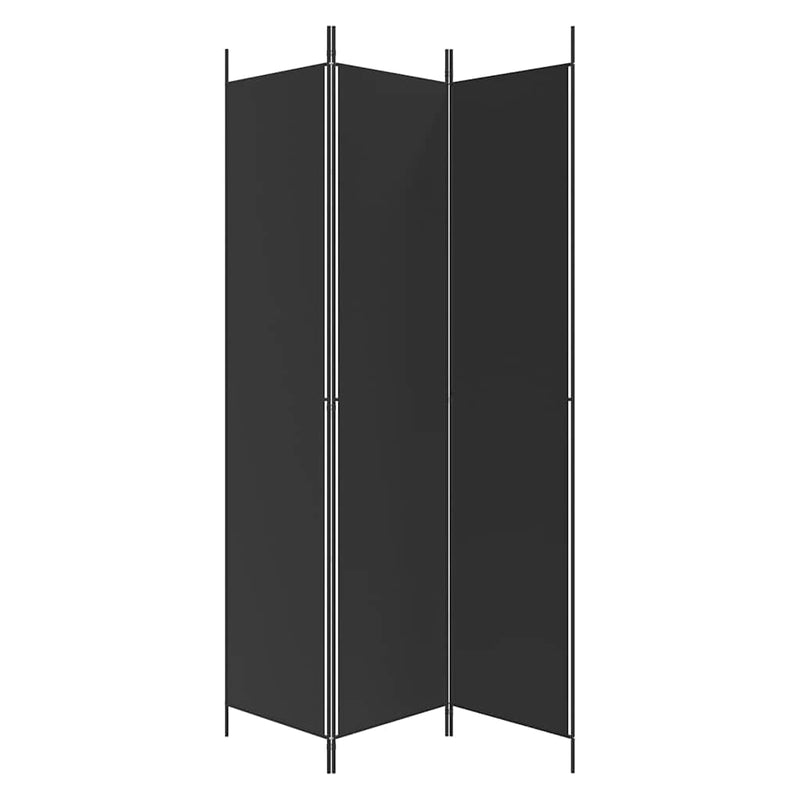 Paravan de cameră cu 3 panouri, negru, 150x220 cm, textil