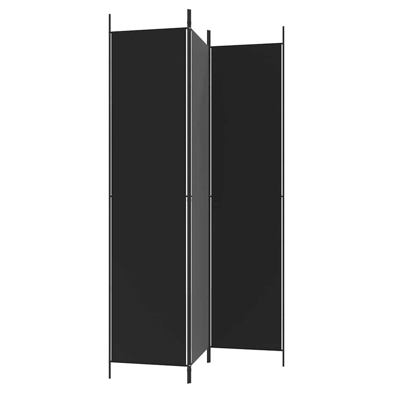 Paravan de cameră cu 3 panouri, negru, 150x220 cm, textil