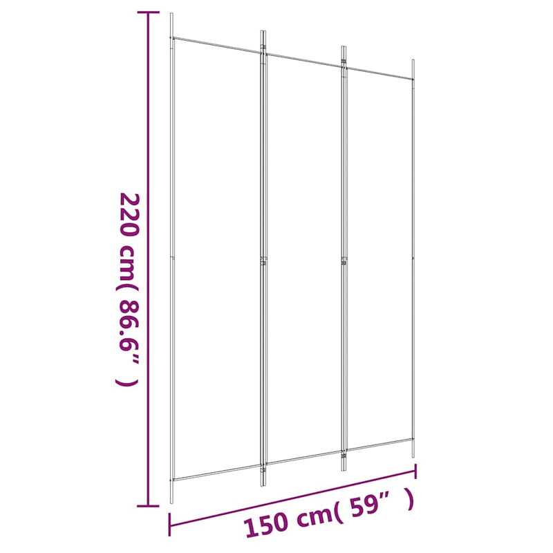 Paravan de cameră cu 3 panouri, negru, 150x220 cm, textil