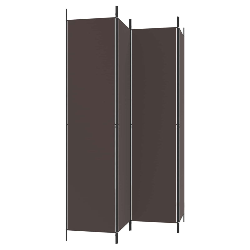 Paravan de cameră cu 4 panouri, maro, 200x220 cm, textil