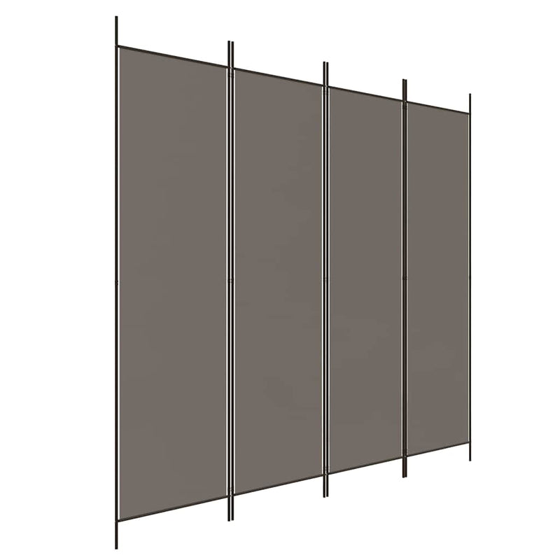 Paravan de cameră cu 4 panouri, antracit, 200x220 cm, textil