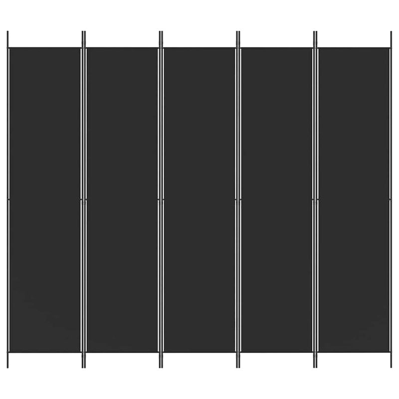 Paravan de cameră cu 5 panouri, negru, 250x220 cm, textil