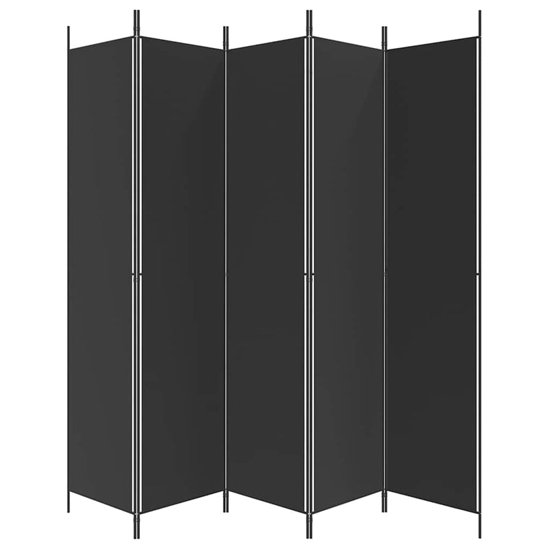 Paravan de cameră cu 5 panouri, negru, 250x220 cm, textil