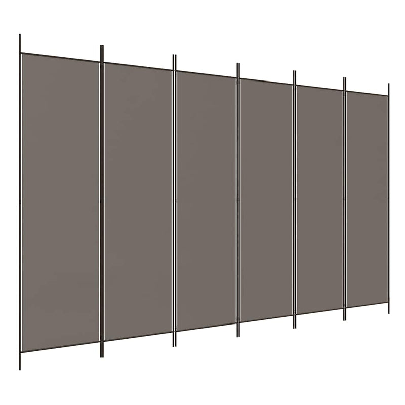 Paravan de cameră cu 6 panouri, antracit, 300x220 cm, textil