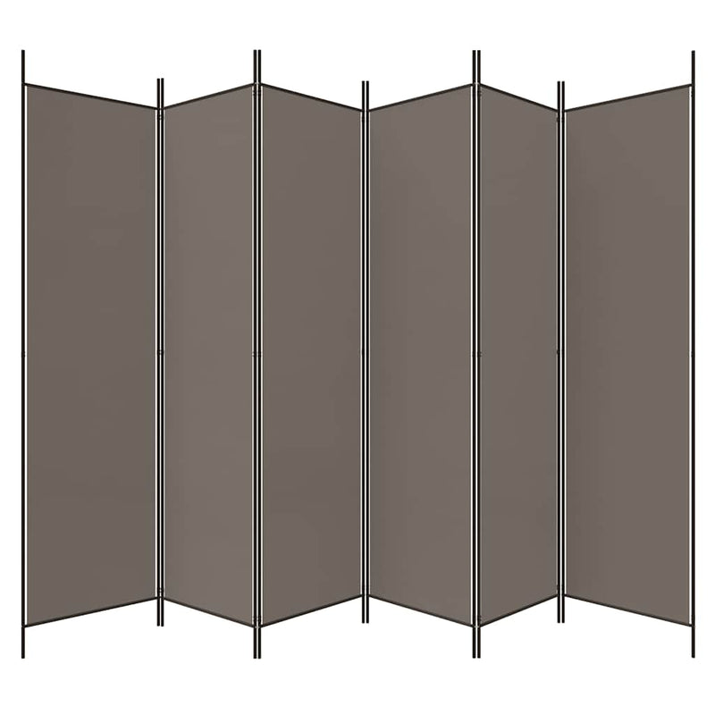 Paravan de cameră cu 6 panouri, antracit, 300x220 cm, textil