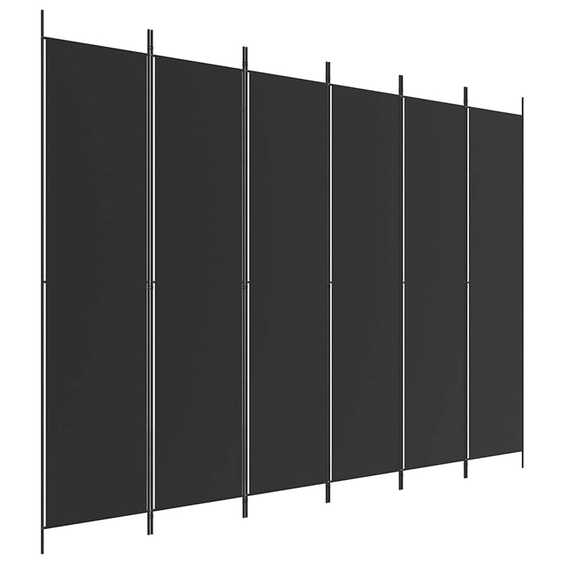 Paravan de cameră cu 6 panouri, negru, 300x220 cm, textil