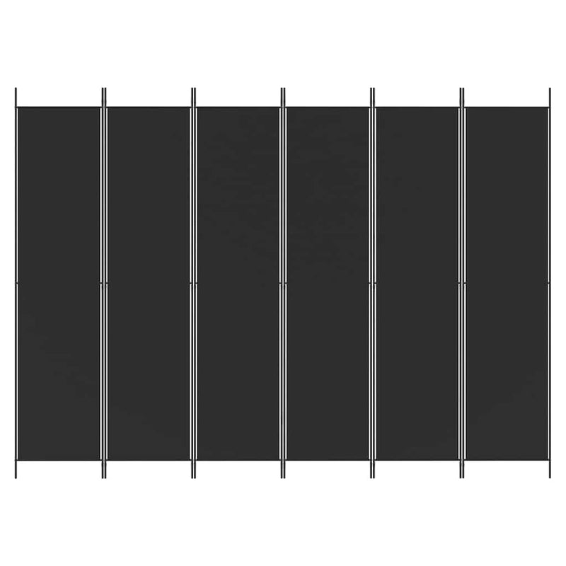 Paravan de cameră cu 6 panouri, negru, 300x220 cm, textil