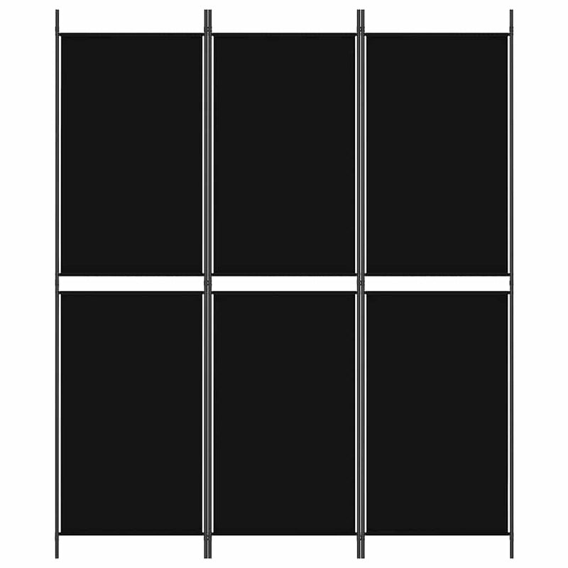 Paravan de cameră cu 3 panouri, negru, 150 x 180 cm, textil