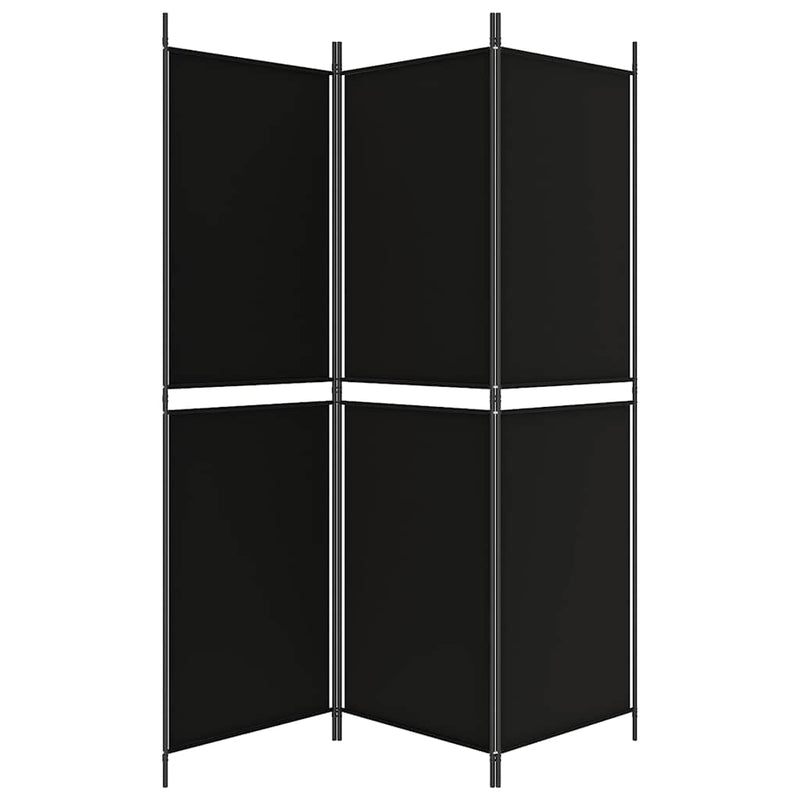 Paravan de cameră cu 3 panouri, negru, 150 x 180 cm, textil