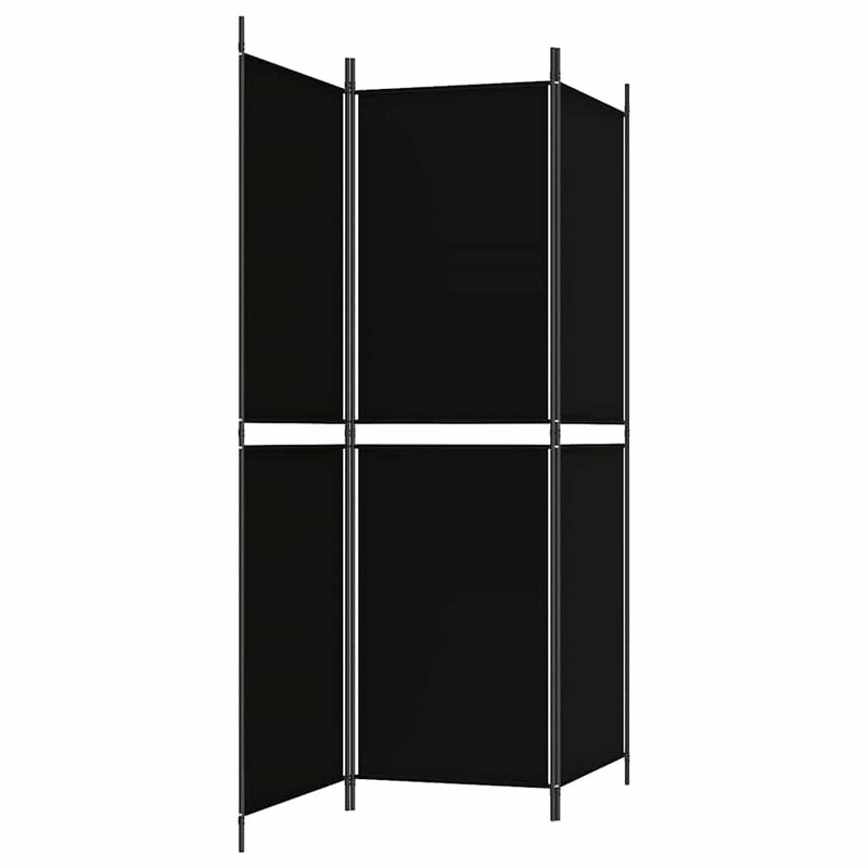 Paravan de cameră cu 3 panouri, negru, 150 x 180 cm, textil