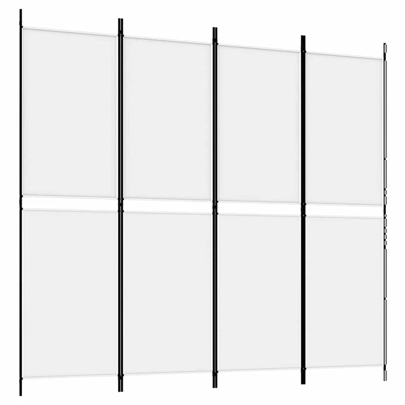 Paravan de cameră cu 4 panouri, alb, 200x180 cm, textil