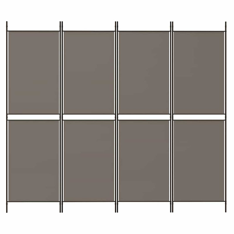 Paravan de cameră cu 4 panouri, antracit, 200 x 180 cm, textil