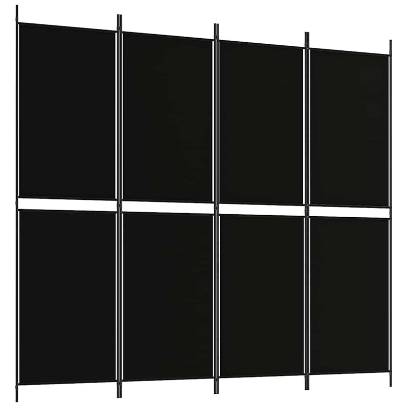Paravan de cameră cu 4 panouri, negru, 200 x 180 cm, textil