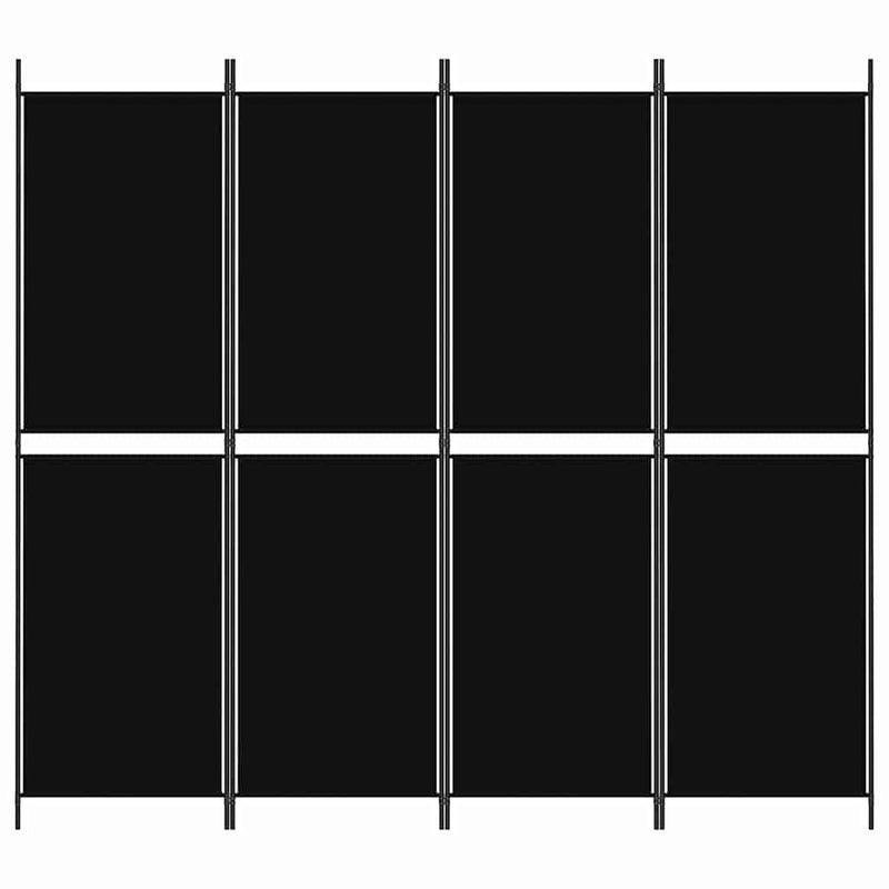 Paravan de cameră cu 4 panouri, negru, 200 x 180 cm, textil