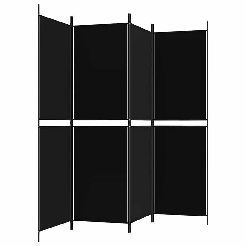 Paravan de cameră cu 4 panouri, negru, 200 x 180 cm, textil