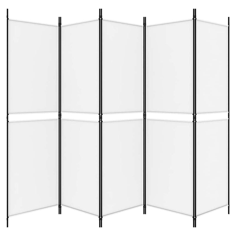 Paravan de cameră cu 5 panouri, Alb, 250 x 180 cm, textil