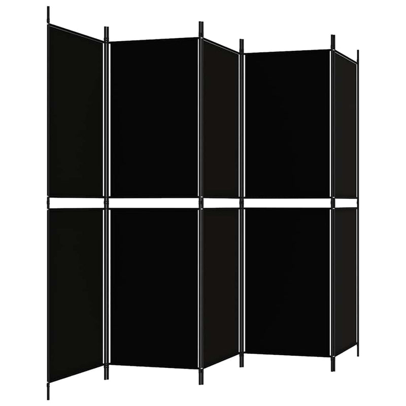 Paravan de cameră cu 5 panouri, negru, 250 x 180 cm, textil