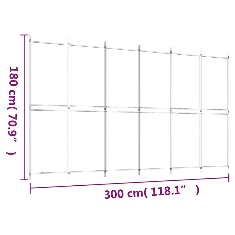 Paravan de cameră cu 6 panouri, antracit, 300 x 180 cm, textil