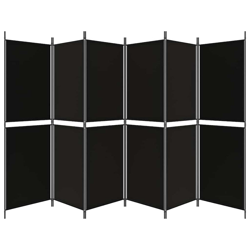 Paravan de cameră cu 6 panouri, negru, 300 x 180 cm, textil