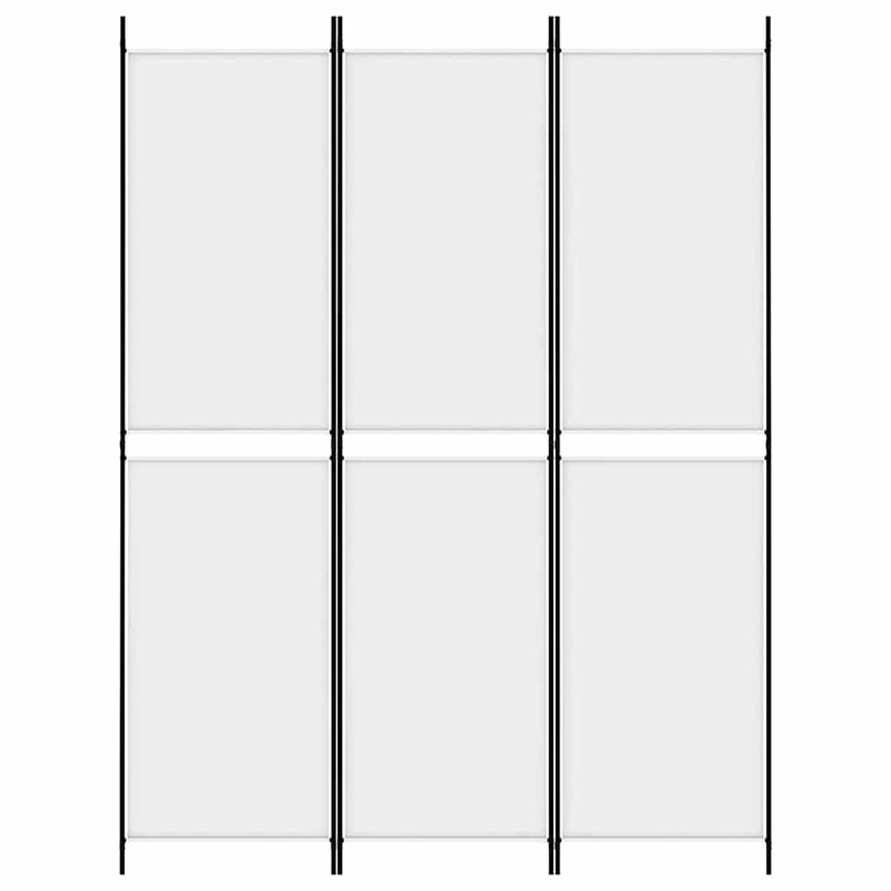 Paravan de cameră cu 3 panouri, alb, 150x200 cm, textil