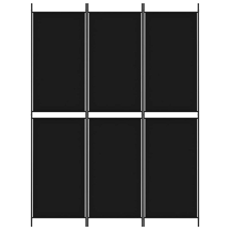 Paravan de cameră cu 3 panouri, negru, 150x200 cm, textil