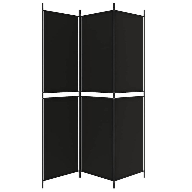 Paravan de cameră cu 3 panouri, negru, 150x200 cm, textil