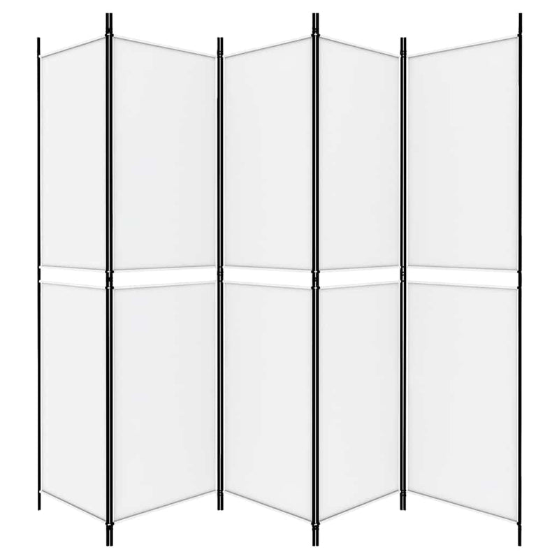 Paravan de cameră cu 5 panouri, alb, 250x200 cm, textil
