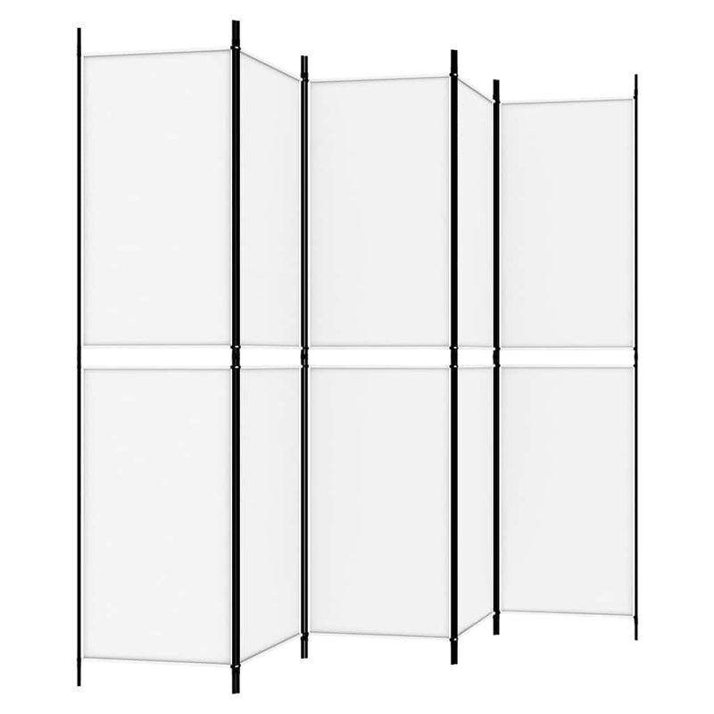 Paravan de cameră cu 5 panouri, alb, 250x200 cm, textil
