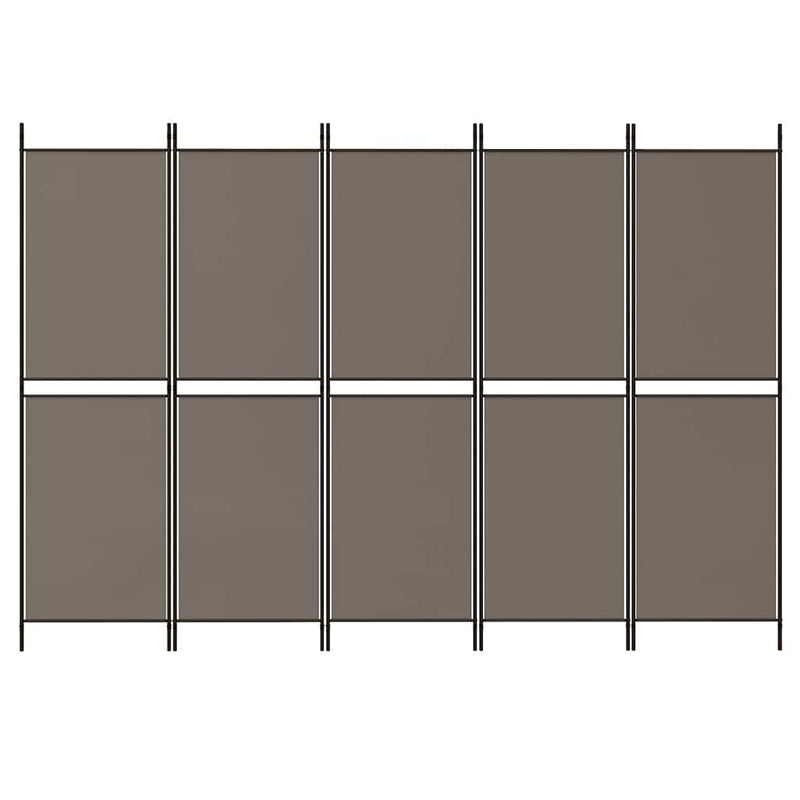 Paravan de cameră cu 4 panouri, antracit, 250x200 cm, textil