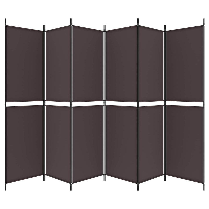 Paravan de cameră cu 6 panouri, maro, 300x200 cm, textil