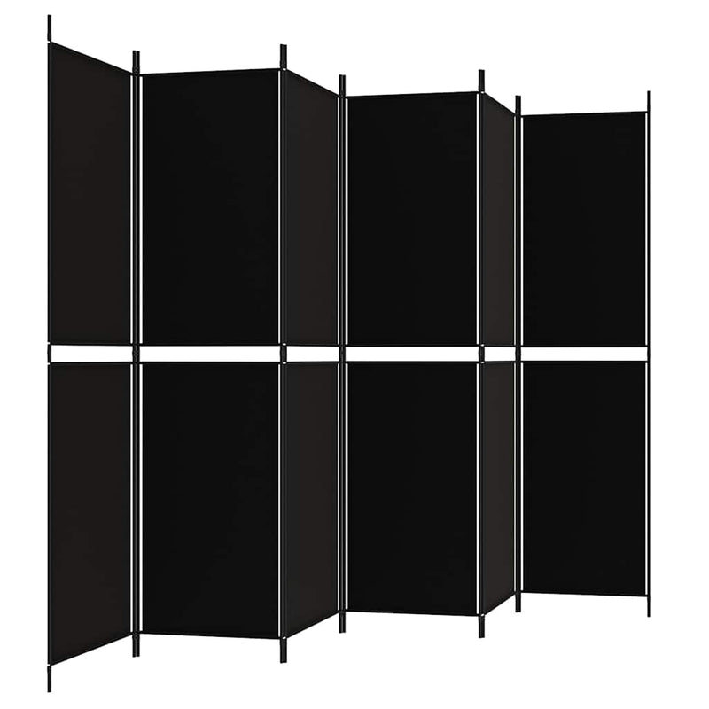 Paravan de cameră cu 6 panouri, negru, 300x200 cm, textil