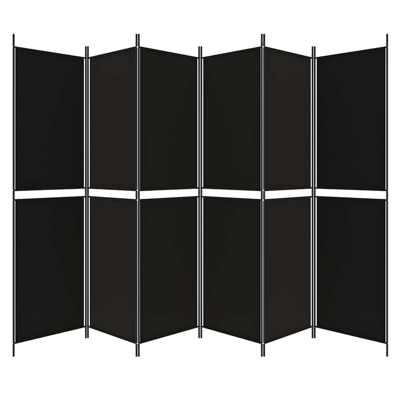Paravan de cameră cu 6 panouri, negru, 300x200 cm, textil