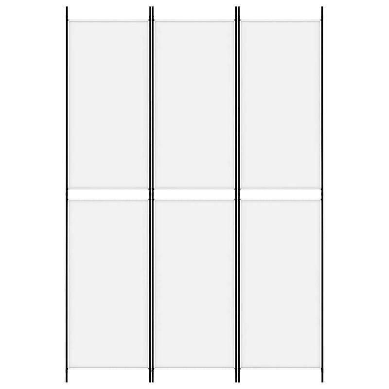 Paravan de cameră cu 3 panouri, alb, 150x220 cm, textil