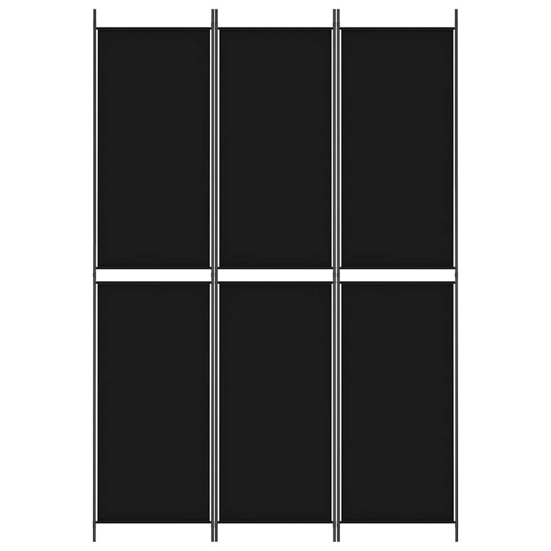 Paravan de cameră cu 3 panouri, negru, 150x220 cm, textil