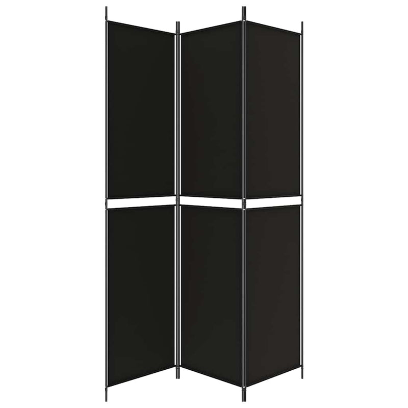 Paravan de cameră cu 3 panouri, negru, 150x220 cm, textil