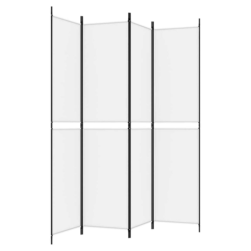 Paravan de cameră cu 4 panouri, alb, 200x220 cm, textil