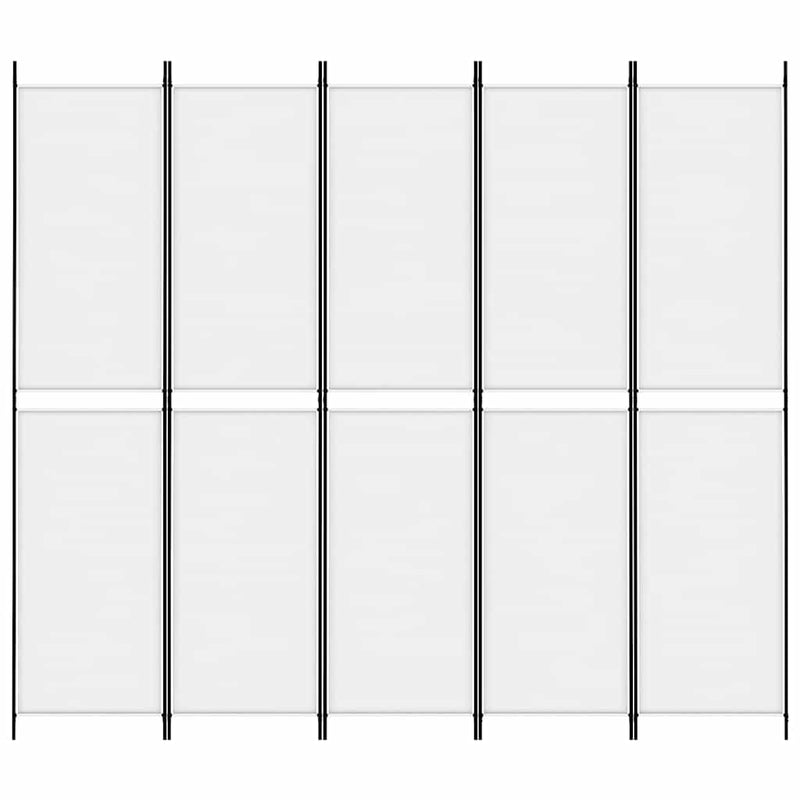 Paravan de cameră cu 5 panouri, alb, 250x220 cm, textil