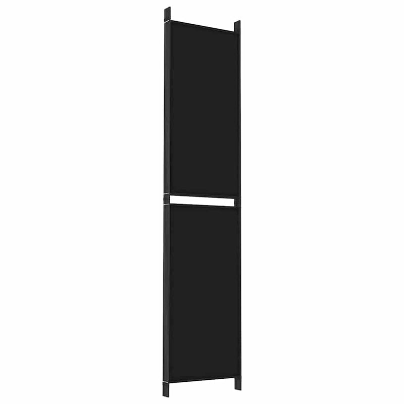 Paravan de cameră cu 5 panouri, negru, 250x220 cm, textil