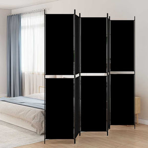 Paravan de cameră cu 5 panouri, negru, 250x220 cm, textil