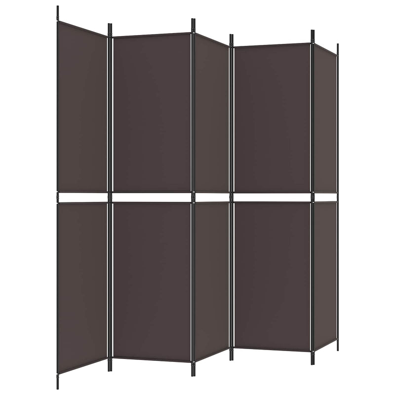 Paravan de cameră cu 6 panouri, maro, 300x220 cm, textil
